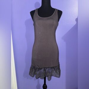 NWOT Elegant Grey Lace Trim Dress